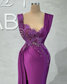 Long Evening Dresses 2022 Sexy High Slit Luxury Beaded Dubai Women Purple Satin Formal Evening Party Gowns robes de soirée