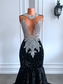 Long Black Prom Dresses 2023 Sexy Mermaid Style Luxury Sparkly Beaded Diamond Sequined African Girl Prom Gala Formal Gowns