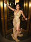 Gold Applique Sexy Cocktail Dresses Black Girls Rhinestone Glitter Pearls Sequins Party Dresses New Halter Long Dresses