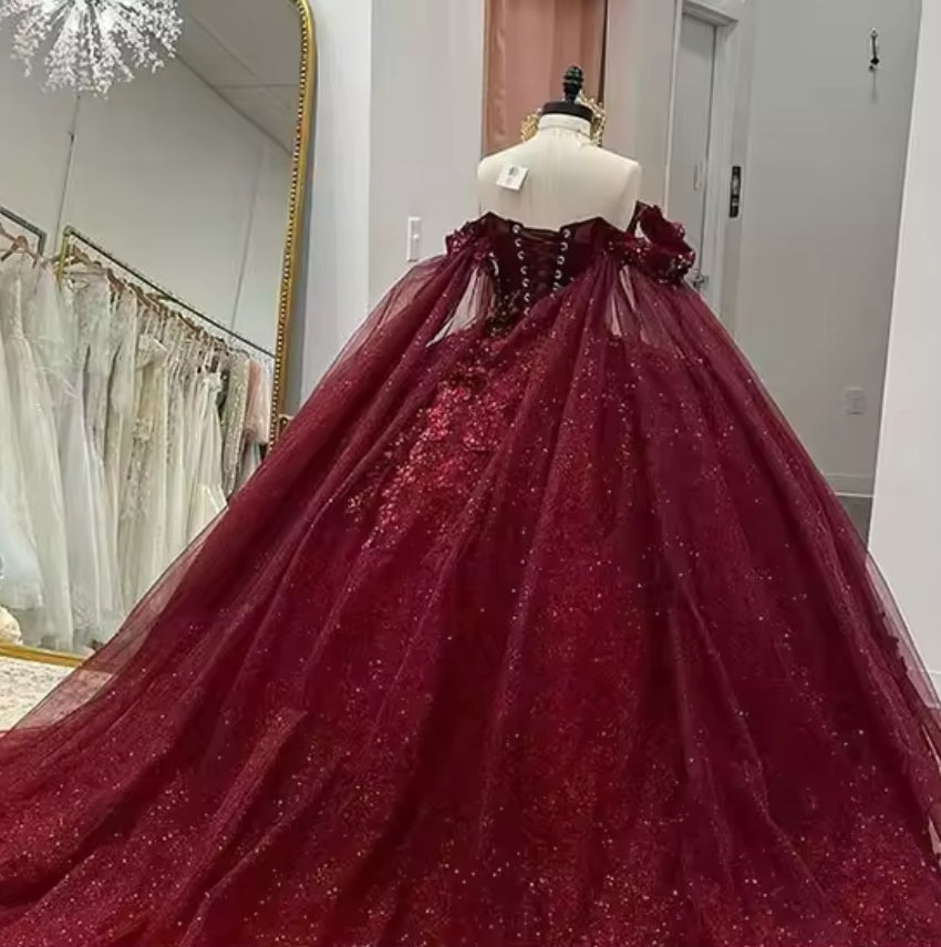 2025 Luxury Red Quinceanera Dresses With Floral Applique Sweet 15 Girls Birthday Gowns Customized