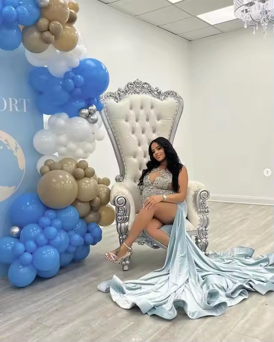 Sky Blue Sparkly Mermaid Evening Cocktail Dresses Customsized Luxury Diamond Sexy Slit Prom Birthday Gala Gown Outfit