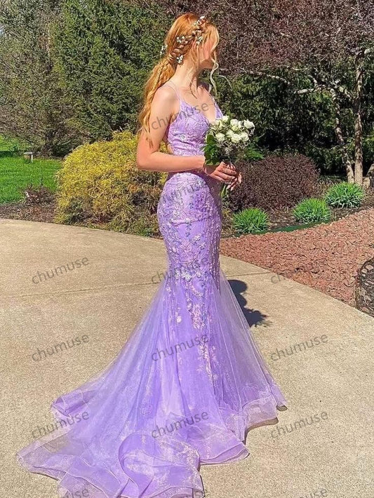 Mermaid Sequin Lace Long Prom Dresses