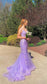 Lavender Applique Mermaid Prom Dress With Cross Back