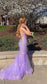 Lavender Applique Mermaid Prom Dress With Cross Back