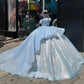 Sky Blue Sweetheart Quinceanera Dress Customized Appliques Sequins 3D Flowers Sweet 16 Princess Ball Gown Vestidos De 15 Anos