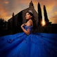 Glittered Royal Blue Quinceanera Dresses Off The Shoulder Applique Tulle Ball Gown Party Birthday Sweet customized Prom Dresses