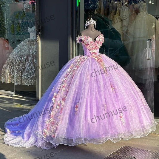 Light Purple Girl Birthday Gown Ball Gown Quinceanera