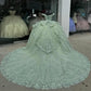 Glitter Mint Green Quinceanera Dresses Applique Beading Tiered Bow Ball Gown Off The Shoulder Party Birthday Corset customized