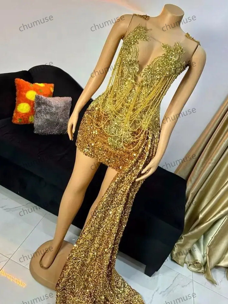 Customized Gold Sparkly Sequin Sheath Homecoming Dresses for Girls Neck Beads Lace Appliques Short Prom Party Dresses