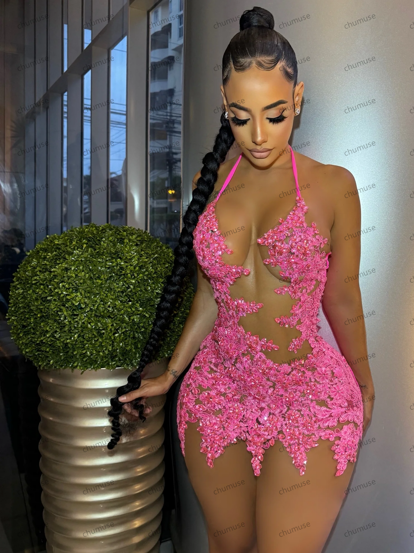 Pink African American Short Prom Dresses For Black Girls Appliques Beaded Birthday Party Homecoming Cocktail Dresses Customized