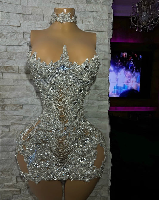 Silver Short Prom Dresses For Black Girls Crystals African American Birthday Party Women Homecoming Cocktail Dresses Customized