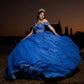 Glittered Royal Blue Quinceanera Dresses Off The Shoulder Applique Tulle Ball Gown Party Birthday Sweet customized Prom Dresses