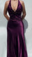 Sexy Open Back Mermaid Party Dress, Silk Satin Gala Prom Dress