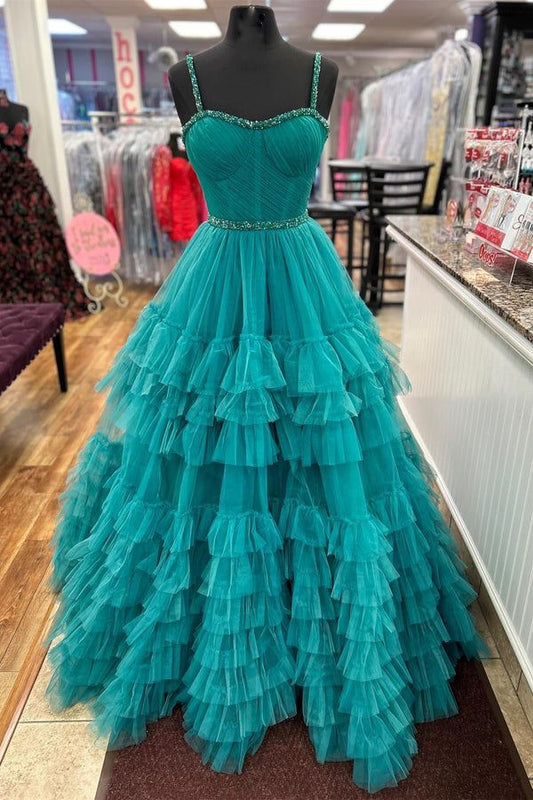 Pink Ruffles Tulle Prom Dress