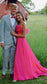 Fuchsia Strapless A-line Tulle Prom Dress, Feather Senior Party Dress