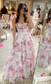 Cute Chiffon Floral Print Prom Dress Senior Evening Gown